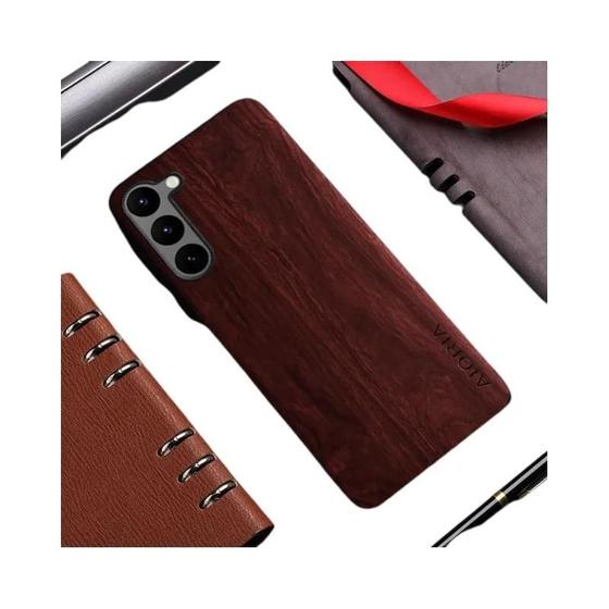 Imagem de Capa de Couro com Padrão de Bambu para Samsung Galaxy S23/S22/S21/S20 - Capa Traseira