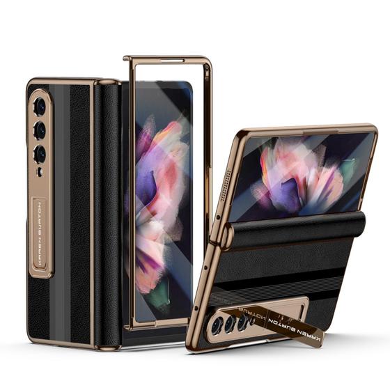Imagem de Capa de Couro Genuíno KarEndon Luxury para Samsung Galaxy Z Fold 3