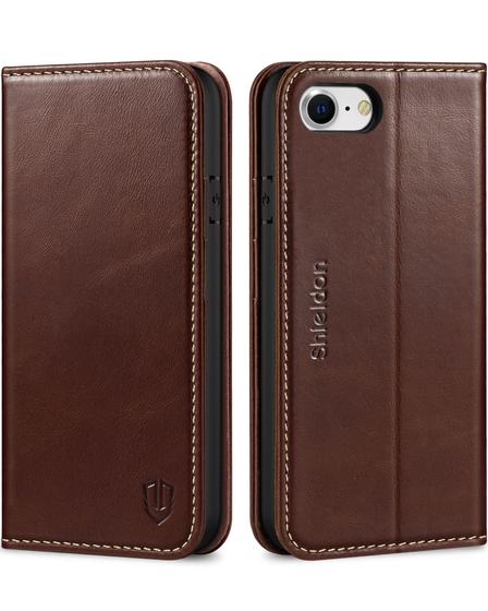 Imagem de Capa de Couro Genuíno SHIELDON para iPhone SE (2022/2020) - 4.7"