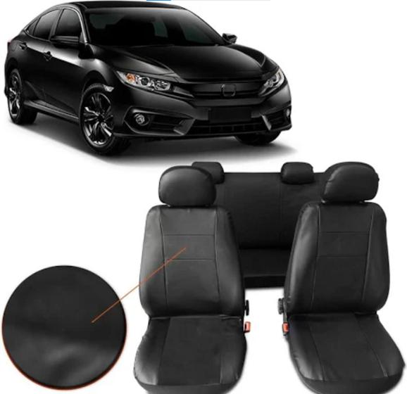 Capa de couro para banco do Honda Civic 20162021 na cor preta ferro