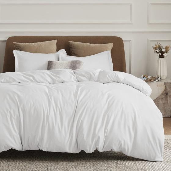 Imagem de Capa de Edredom Bedsure Queen Size - Branca com 2 Fronhas