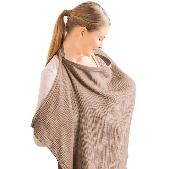 Imagem de Capa de Enfermagem Konssy Muslin 100% Algodão - Com Argola Rígida Marrom