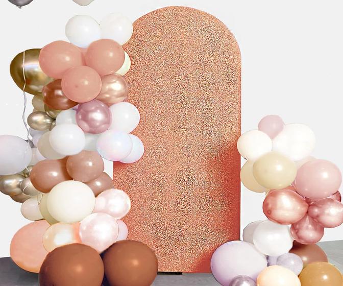 Imagem de Capa de fundo em arco JFDYDM Glitter Rose Gold 2,2 m para casamento