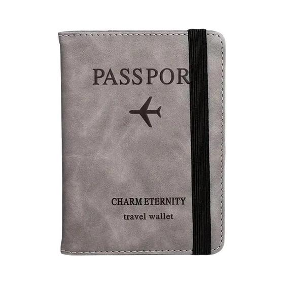 Imagem de Capa de Passaporte de Couro PU RFID - Unissex, com Porta-Cartões e Proteção Anti-Furto