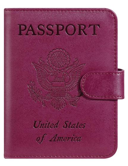Imagem de Capa de Passaporte em Couro Roxo com Bloqueio RFID