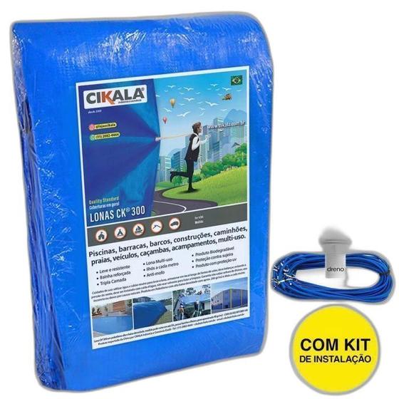 Imagem de Capa De Piscina Azul Ck300 8.5X3.5 Metros + Kit Instalação