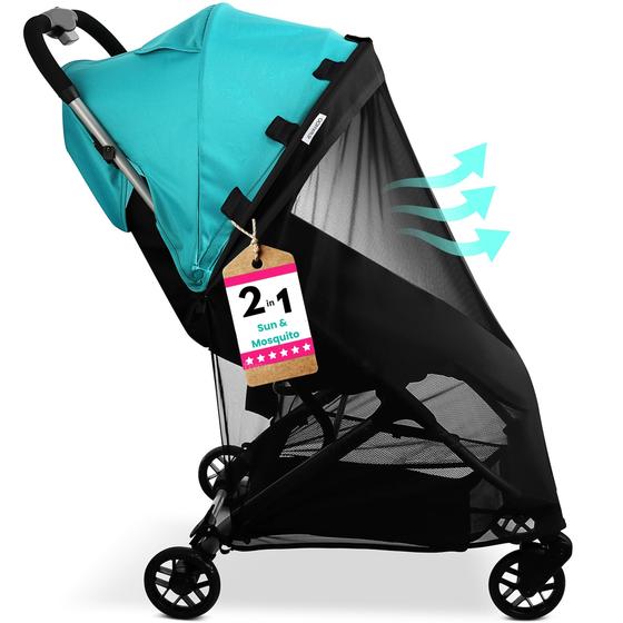 Imagem de Capa de Proteção Solar para Carrinho de Bebê com Mosquiteiro - Proteção UV