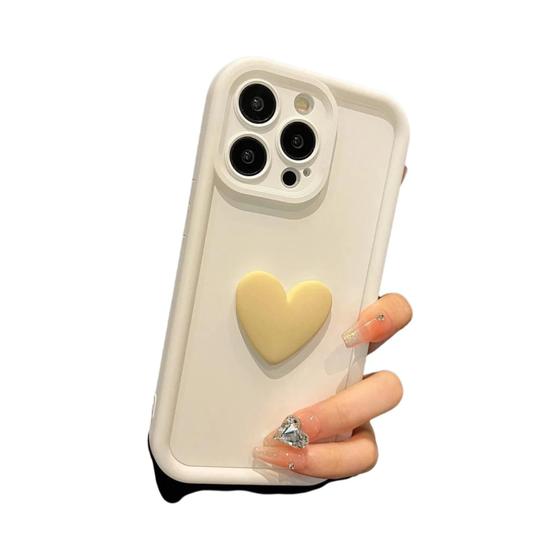 Imagem de Capa de Silicone 3D com Coração - Case fofinha e protetora para iPhone