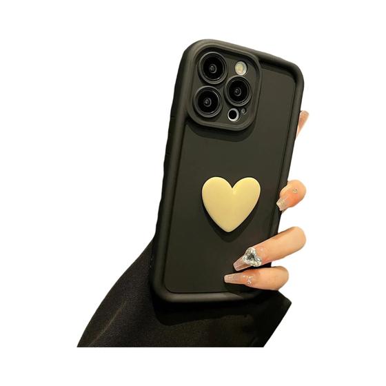 Imagem de Capa de Silicone 3D em Formato de Coração para iPhone - Anti-Choque e Design Moderno