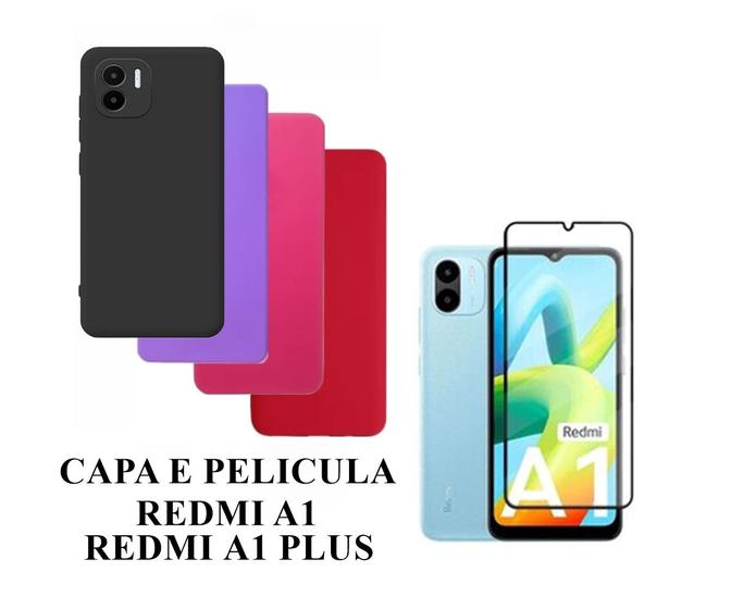 Imagem de Capa De Silicone Aveludado Colorida E Pelicula 3D 9D Compativel Redmi A1 A1 Plus Proteção Celular Capinha Case