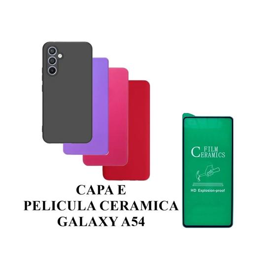 Imagem de Capa De Silicone Aveludado Colorida E Pelicula Ceramica Flexivel Compativel A54 5G 6.4 Polegadas Proteção Celular Capinh