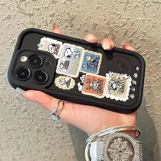 Imagem de Capa De Silicone Com Desenho Do Snoopy Para iPhone 11 12 13 14 15 pro Max X XS XR 8 7 plus Antiqueda