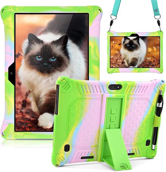 Imagem de Capa de Silicone para Tablets 10" - Dragon Touch K10, ZONKO, Hoozo, Winsing, Lectrus - com Suporte e Canet