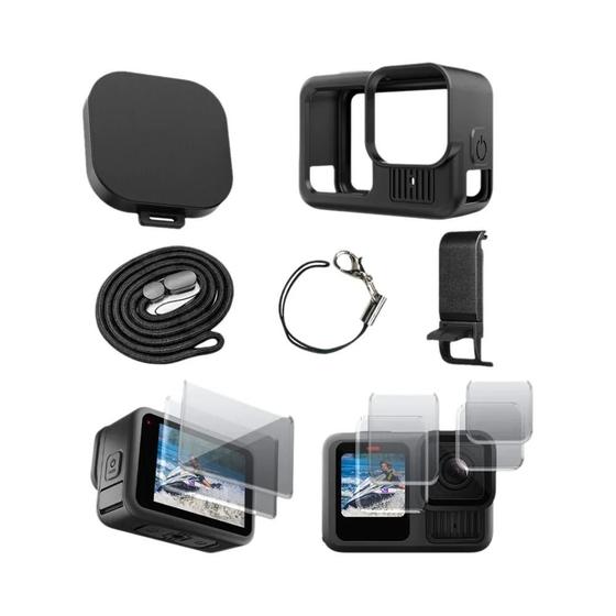 Imagem de Capa De Silicone Protetora Para GoPro Hero 13 Black, Borracha Macia Com Tampa Lateral E Protetor De