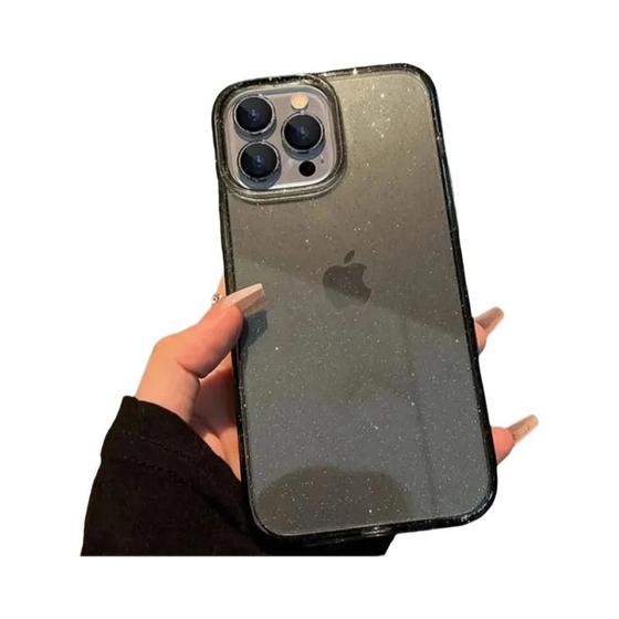 Imagem de Capa de Silicone Transparente com Glitter para iPhone 16/15/14/13/12/11 - Pro Max, X, XS Max, XR, 7, 8 Plus