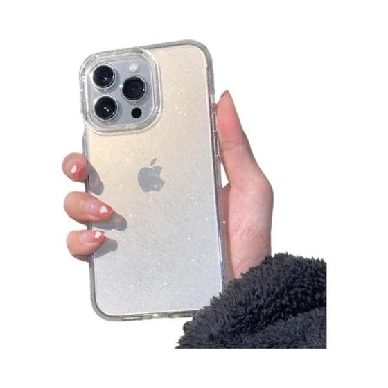 Imagem de Capa de Silicone Transparente com Glitter para iPhone 16/15/14/13/12/11 - Pro Max, X, XS Max, XR, 7, 8 Plus
