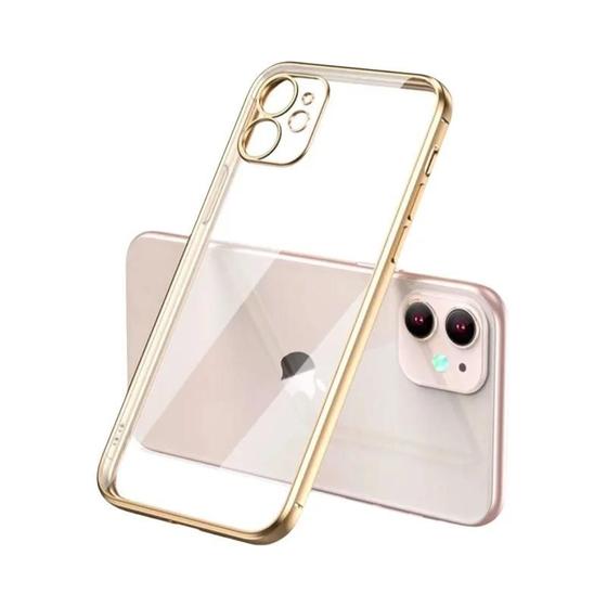 Imagem de Capa de Silicone Transparente para iPhone - Luxo e Proteção (11, 12, 13, 14, X, XR, XS Max, 8, 7 Plus)