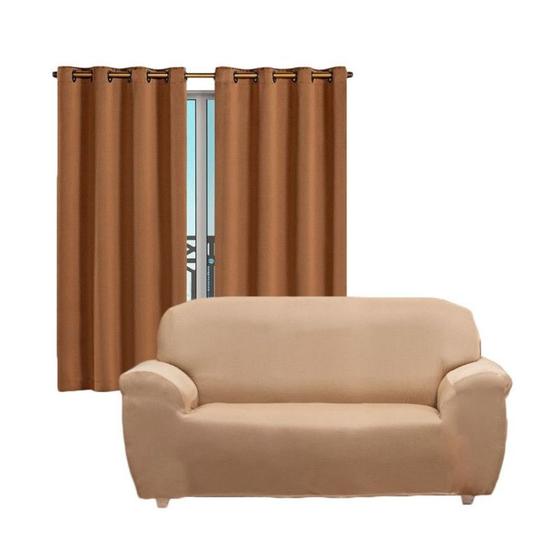 Imagem de Capa de Sofa 2 e 3 Lugares e Cortina Quarto Kit Exclusivo