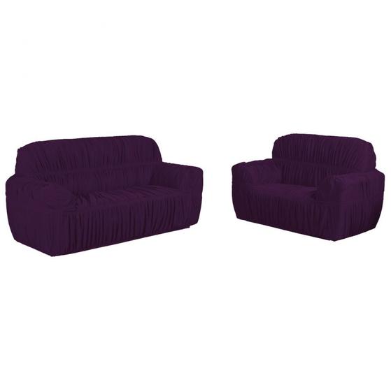 Imagem de Capa de Sofá 2 e 3 Lugares Elasticada - Roxo