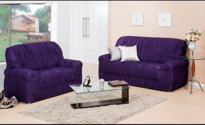 Imagem de Capa de Sofa 2 e 3 Lugares King Elasticada Malha Gel Roxo