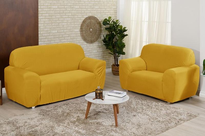 Capa de Sofá coladinha 2/3 lugares Lisa lux enxovais Capa para