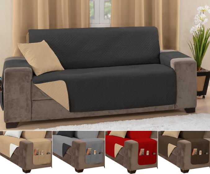 Imagem de Capa de sofá impermeavel ultrassonico tamanho padrão 2 lugares 1,1m preto  caqui