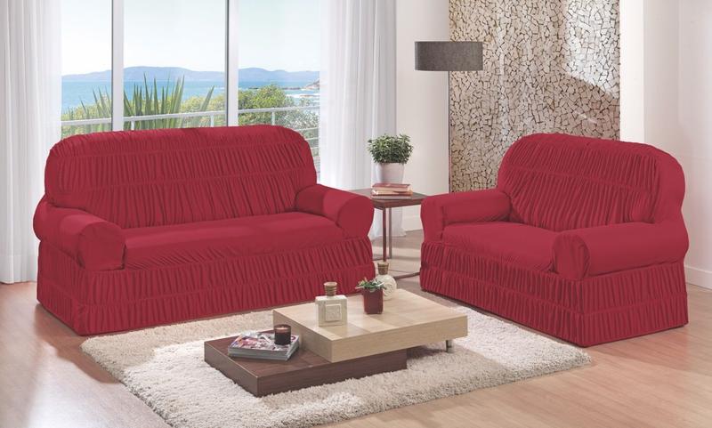 Imagem de Capa de Sofá Kit 2 e 3 Lugares 12 Elásticos POP Vermelho