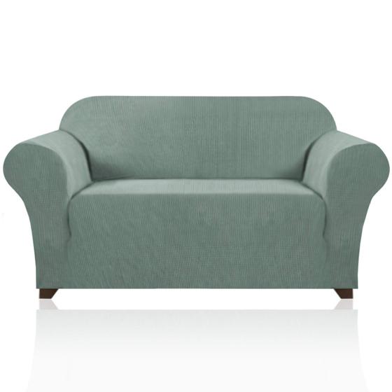 Imagem de Capa de Sofá PrinceDeco Stretch Loveseat Sage - Lavável
