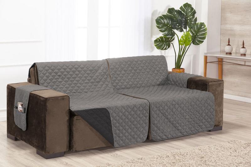 Imagem de Capa de sofa retratil reclinavel 5 a 6 lugares + dupla face linha premium luxo largura  assentos 2,40m
