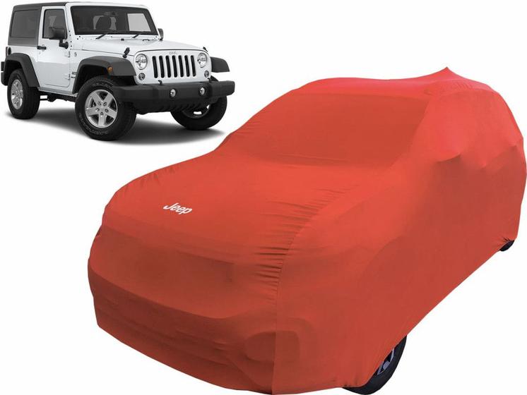 Imagem de Capa De Tecido Para Carro Jeep Wrangler Cor Vermelha