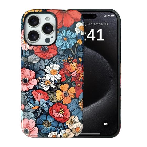 Imagem de Capa de telefone AndJihu para iPhone 15 Pro Blue Flowers Vintage