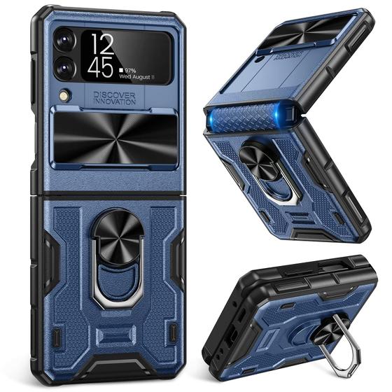 Imagem de Capa de telefone Caka para Samsung Galaxy Z Flip 3 com suporte azul