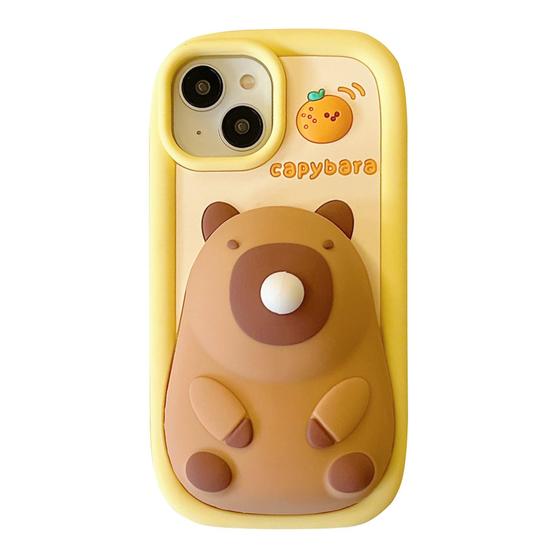 Imagem de Capa de telefone QokCoahn para iPhone 14 Pro Capivara com chaveiro