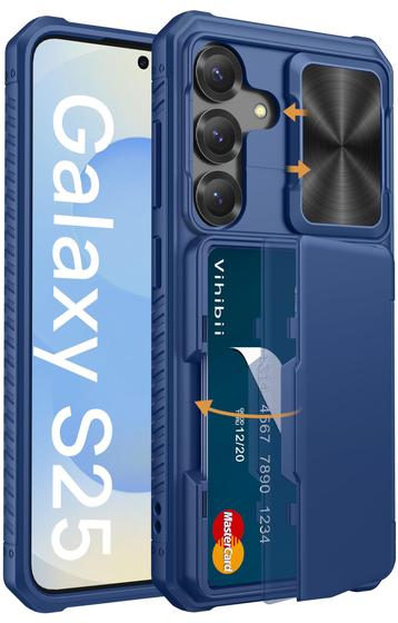 Imagem de Capa de Telefone Vihibii para Samsung Galaxy S25 com Suporte para Cartão - Azul