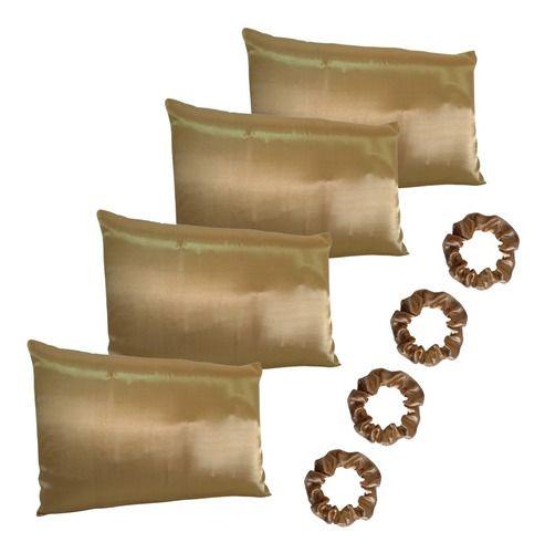 Imagem de Capa De Travesseiro Cetim 4 Unidades + 4 Xuxinhas Scrunchie