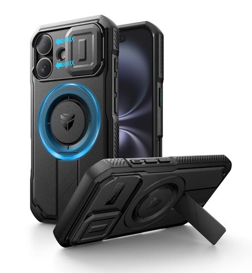 Imagem de Capa Dexnor para iPhone 16 com Capa de Câmera Deslizante Preta