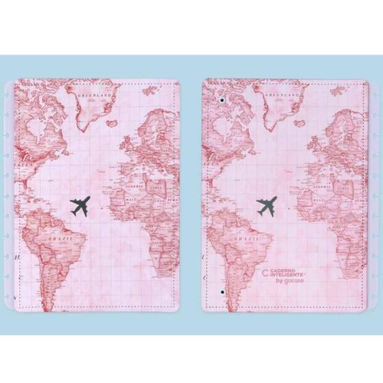 Capa e contracapa by gocase mapa mundi rosa grande - CADERNO ...