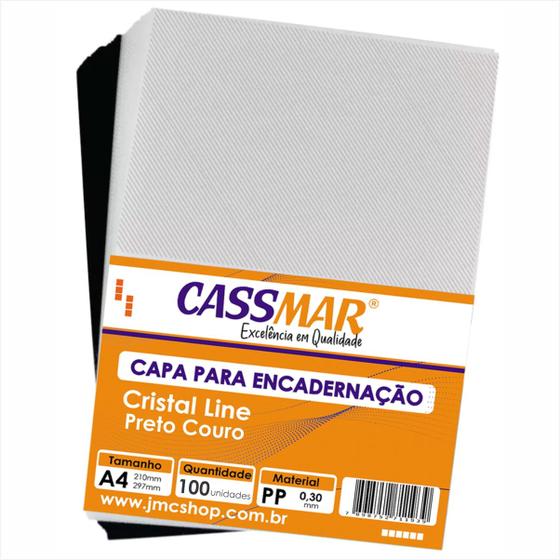 Imagem de Capa Encadernação A4 - Preta Couro + Cristal Line 100un