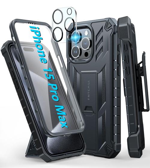 Imagem de Capa FNTCASE para iPhone 15 Pro Max com Clip de Cinto - Preta