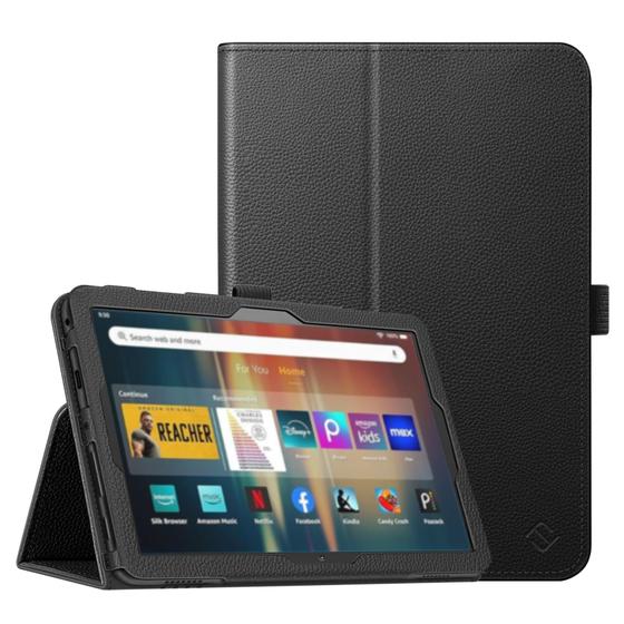 Imagem de Capa Folio Fintie para o novo tablet Amazon Fire HD 8 e tablet Fire HD 8 Plus (10ª geração, versão 2020) - Capa de material vegano premium de ajuste fino com hibernar/despertar automático, preta