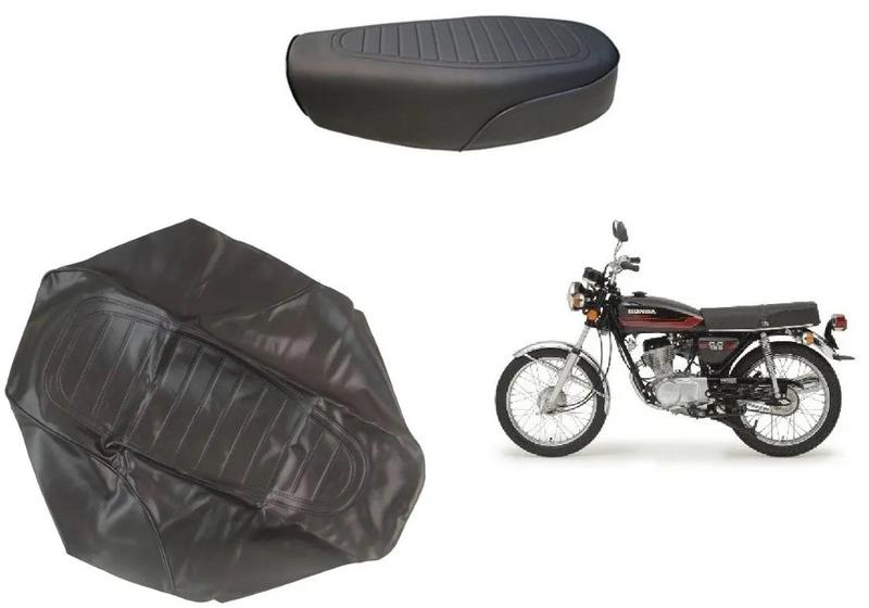 Imagem de Capa Forro De Banco Preta Honda Cg 125 1977 1978 1979 1980 1981 1982  Bolinha