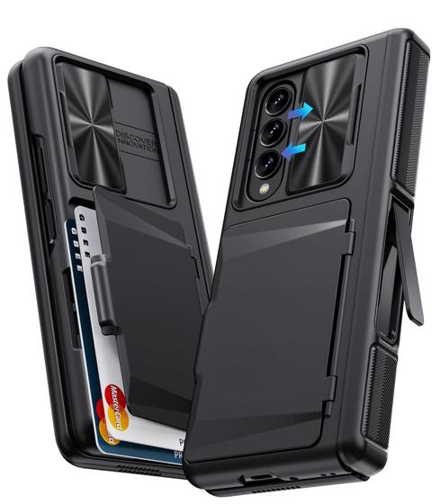 Imagem de Capa GBEE para Samsung Galaxy Z Fold 4 com Porta-Cartões, Suporte e Protetor de Dobradiça