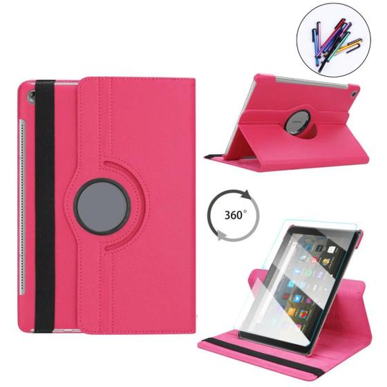 Imagem de Capa Giratória + Caneta para Fire HD8 - Rosa Pink