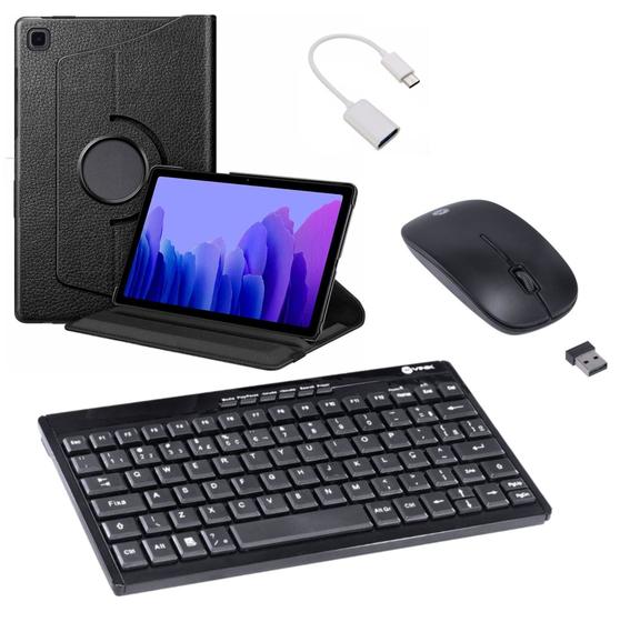 Imagem de Capa Giratória Para tablet A7 T500 T505 + Teclado/mouse sem fio + Cabo Otg tipo C