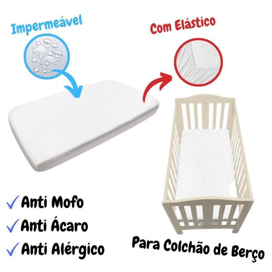 Imagem de Capa Impermeável Protetor Para Colchão De Berço Branco