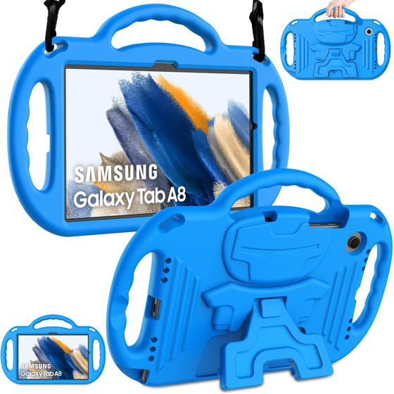 Imagem de Capa Infantil com Alça de Ombro para Samsung Tab A8 - À Prova de Choque, Azul