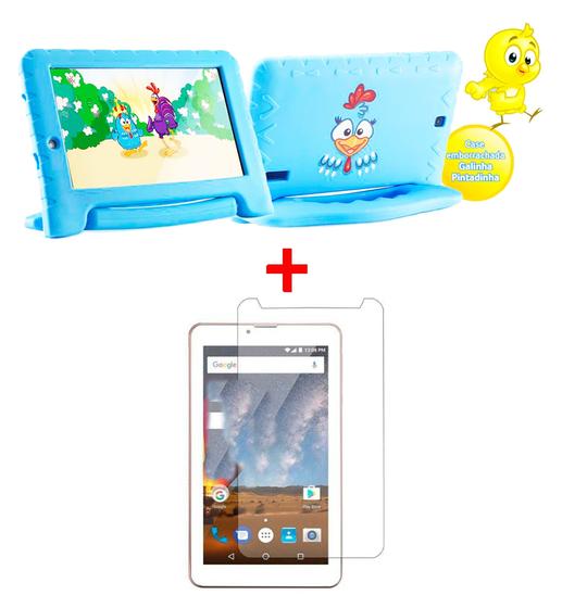 Imagem de Capa Infantil Emborrachada para Tablet Multilaser da Galinha Pintadinha M7 3G + Película