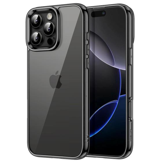 Imagem de Capa JeTech para iPhone 16 Pro 6,3" à prova de choque, transparente, preta