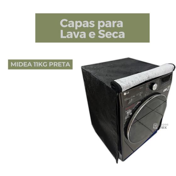 Imagem de Capa lava e seca midea 11kg preta impermeável flex