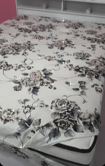 Imagem de Capa  Lençol De Colchão Padrão Tecido Estampado Floral Vermelho  C/60% De Algodão Com Ziper